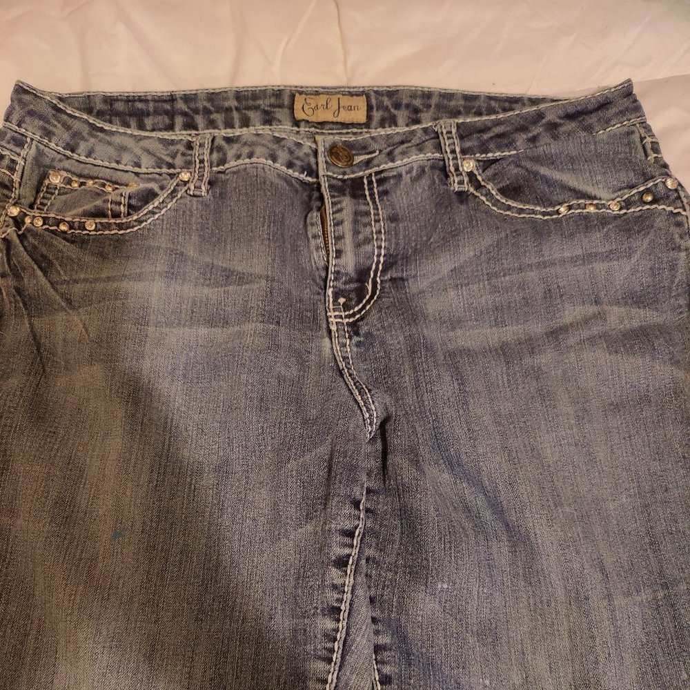 Blinged Denim Wash Flare Jean